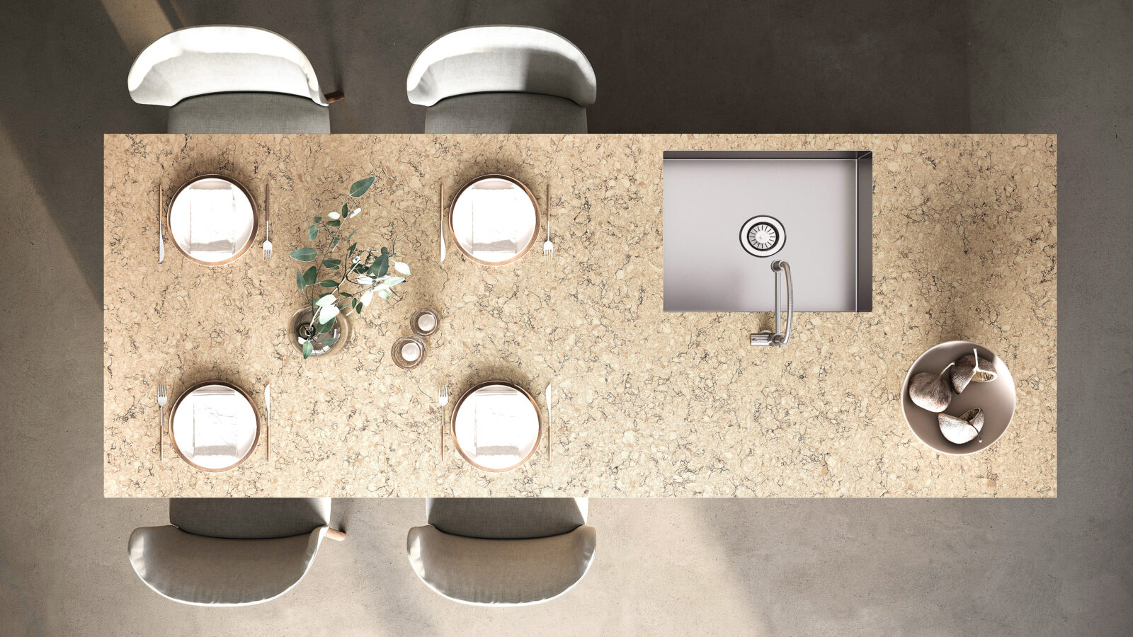 Cuisine en quartz — Macadamia — vue 1