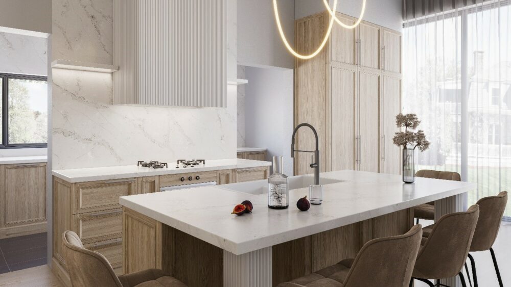 Cuisine avec un plan de travail en Quartz Id quartz